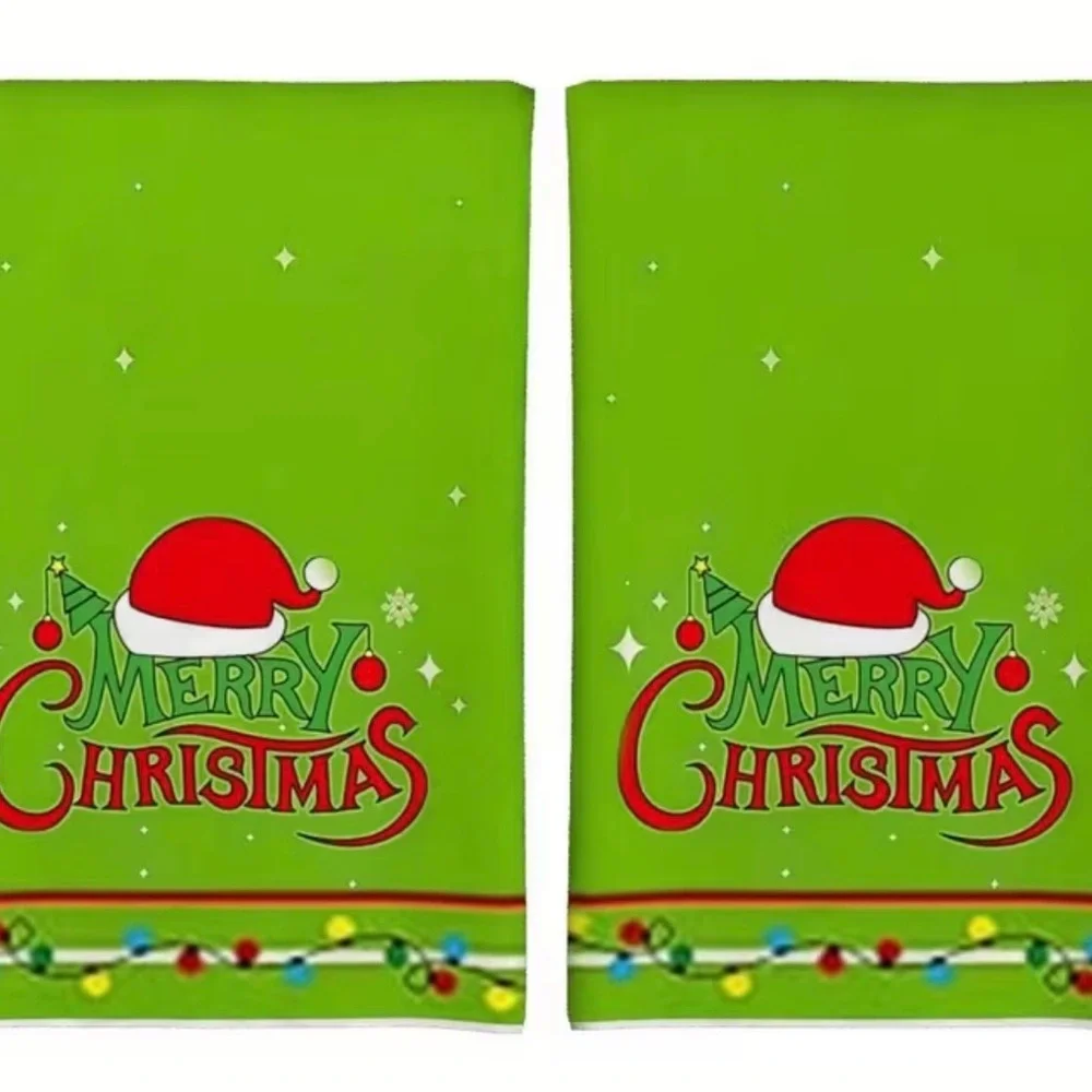 Festive Green Merry Christmas Towels
